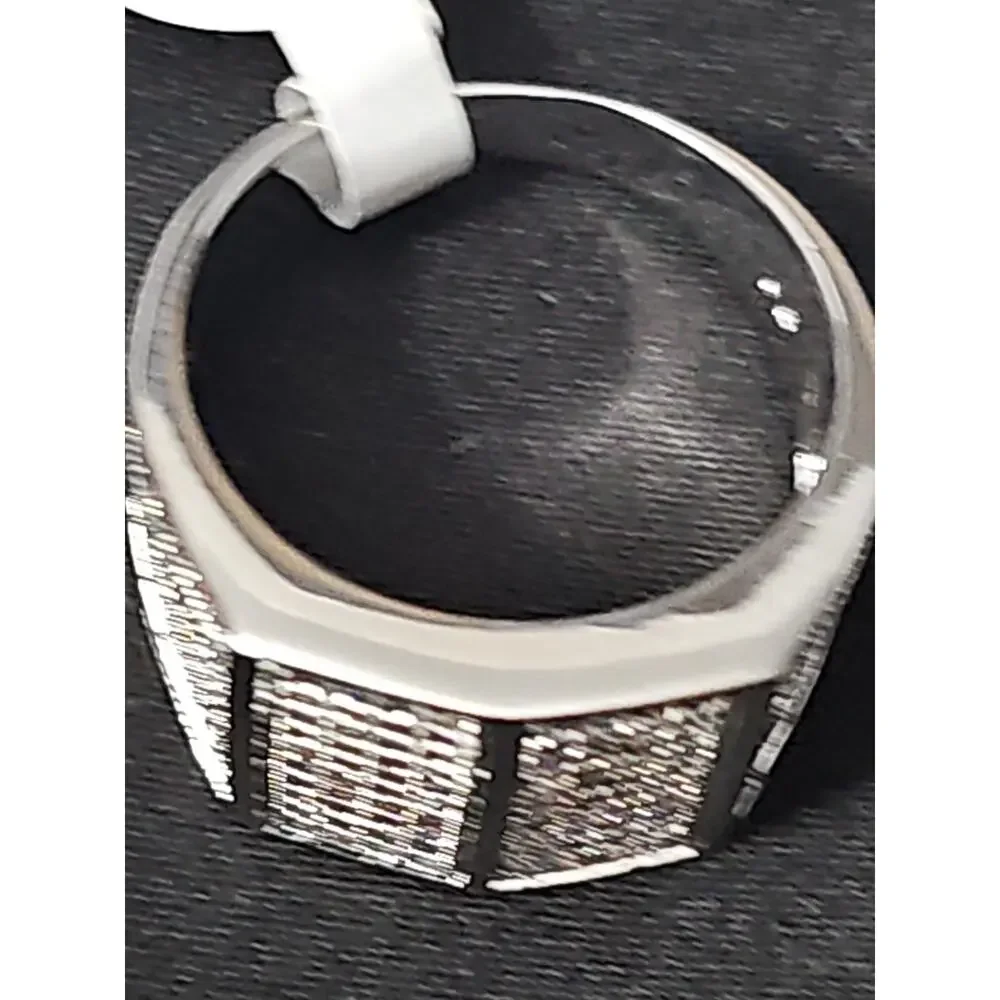 Size 9 White Gold-Plated brass Men's Ring Pavé CZs